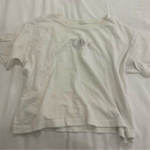 GARAGE sun and moons graphic Boxy white crop tee